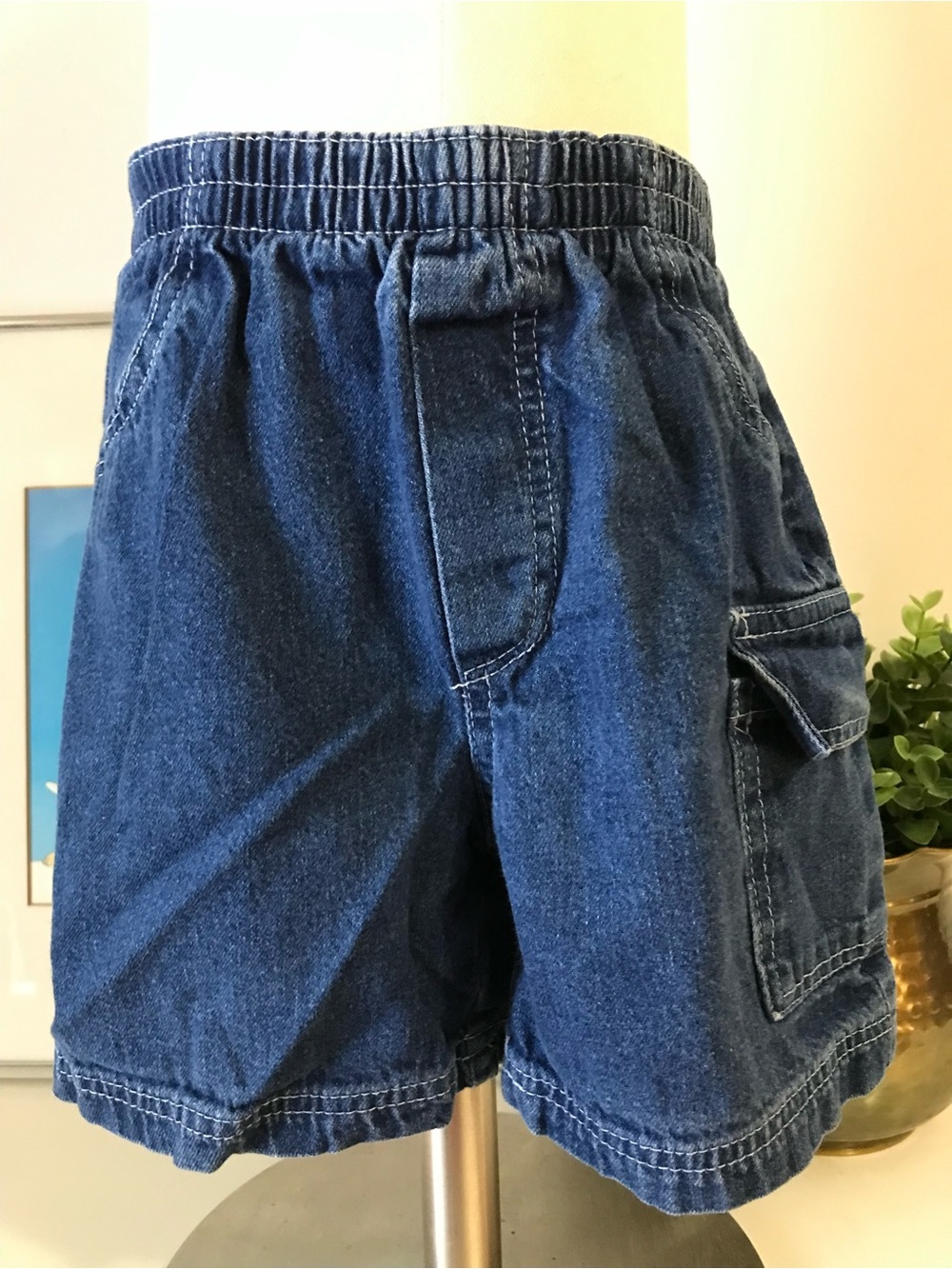 Vintage Sears Baby Elastic Waist Denim Pull-On Shorts